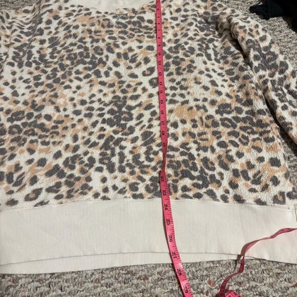 Aerie Oversized Summer Fleece Sweatshirt Leopard- Size Large - Picture 5 of 7